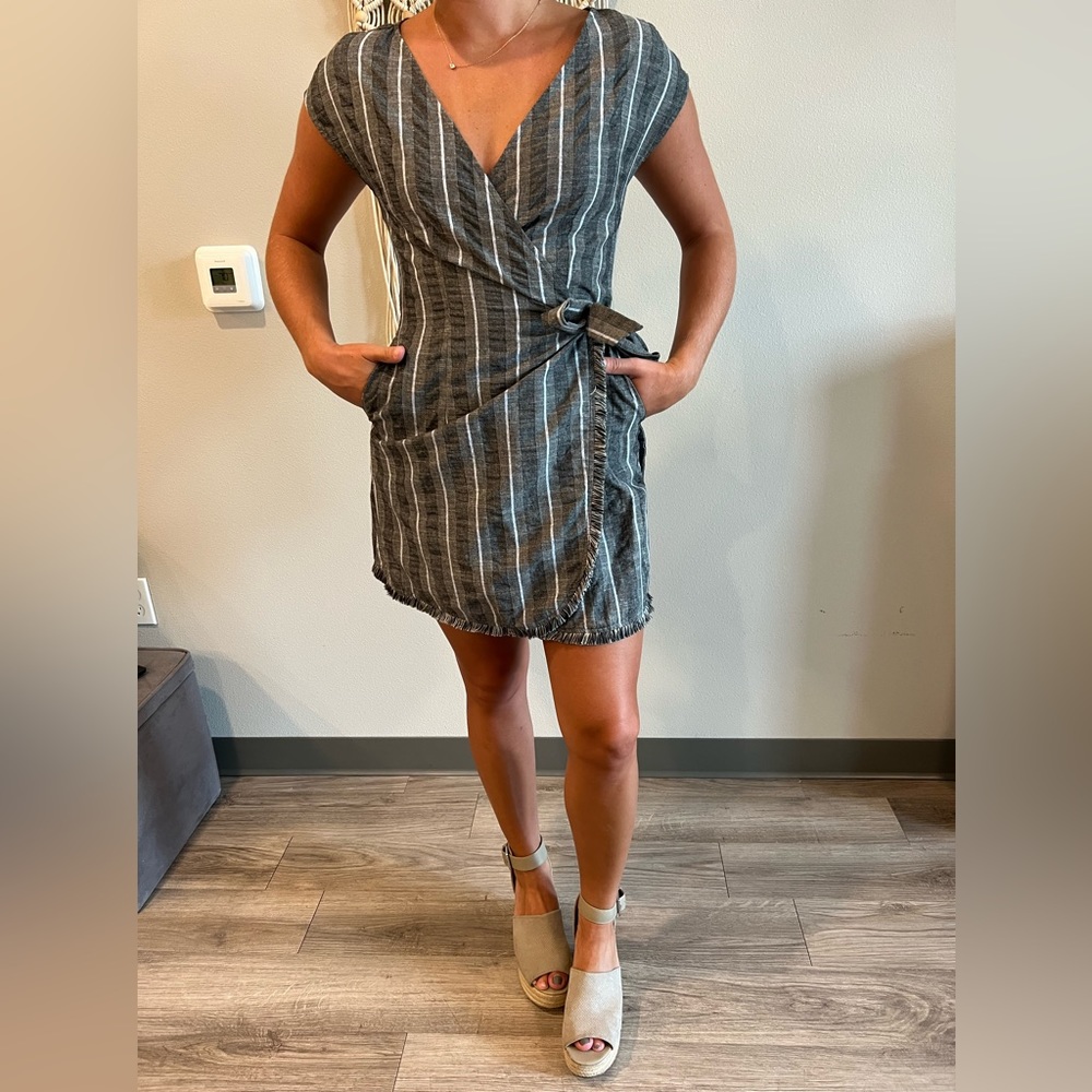 Grey & White Wrap Sundress w/ Tags